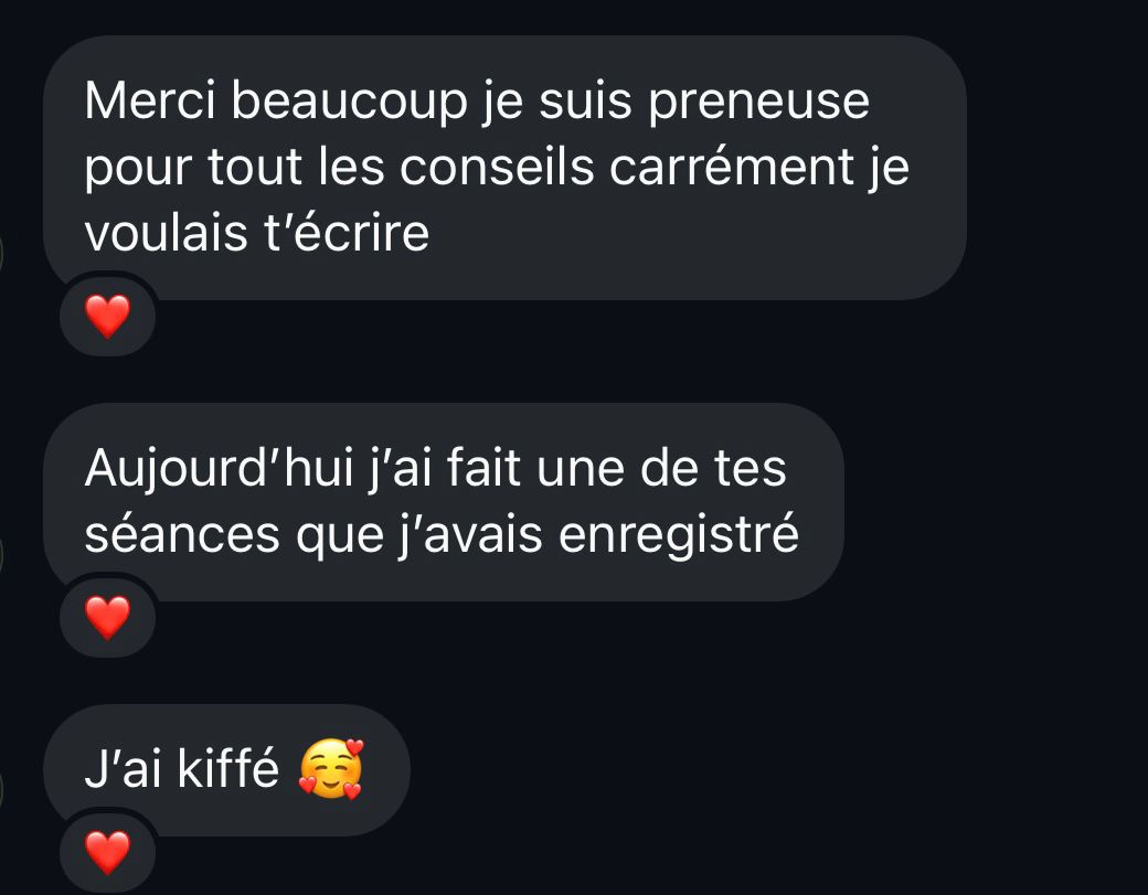 DM abonnée Instagram - j'ai kiffé la séance